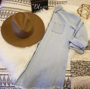 Long Sleeve Denim Fringe Dress